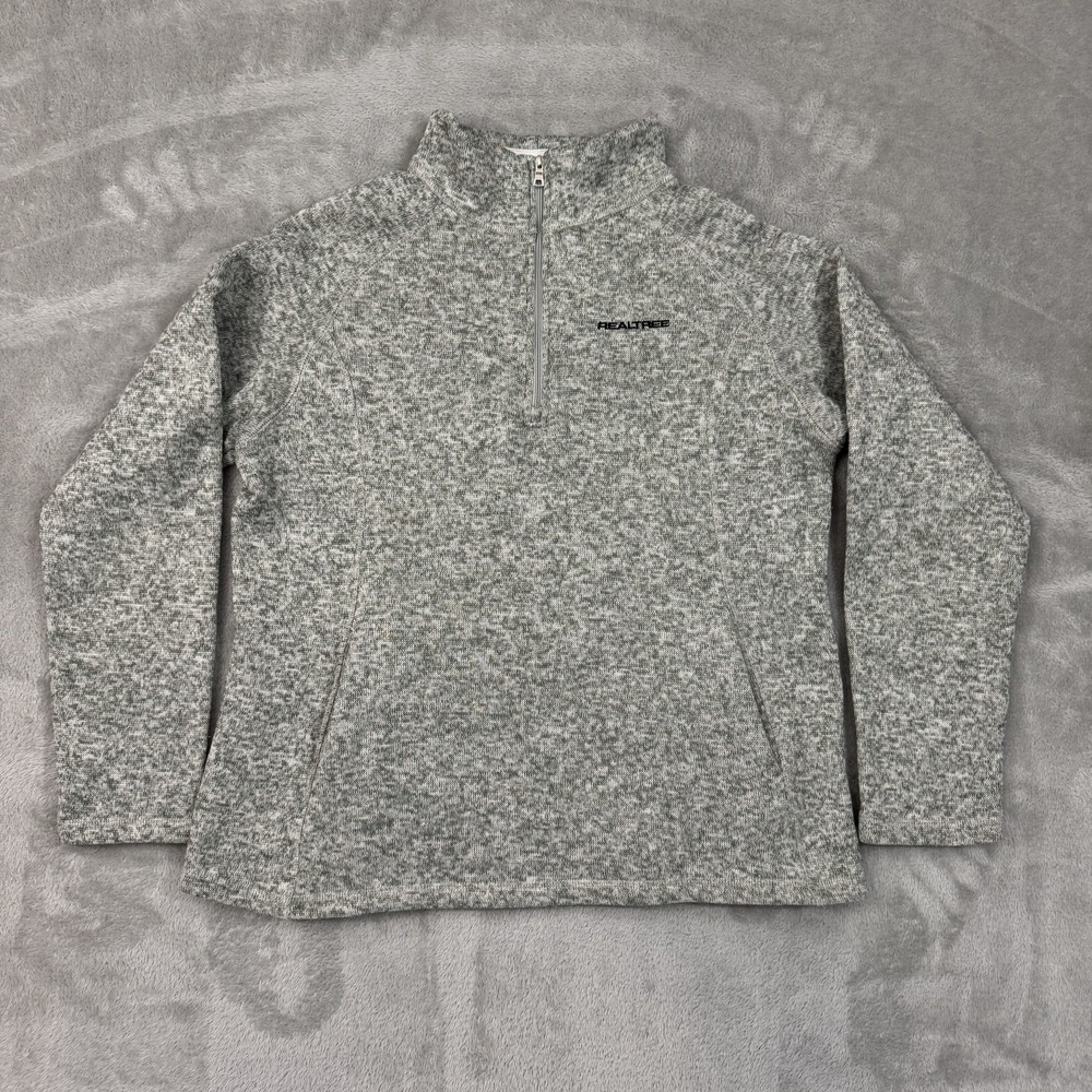 Realtree 1/4 Zip Womens XL Heather Green Fleece Knit Outdoor Hiking Soft Warm